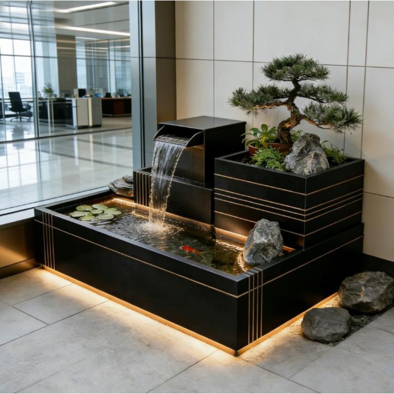 Stainless Steel Waterfall Feat - Bonsai Garden With Koi Pond ulasan dan harga