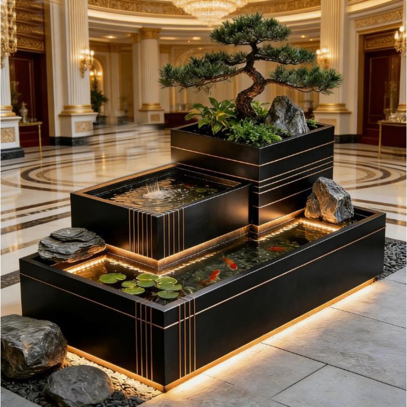 Stainless Steel Waterfall Feat - Bonsai Garden With Koi Pond ulasan dan harga