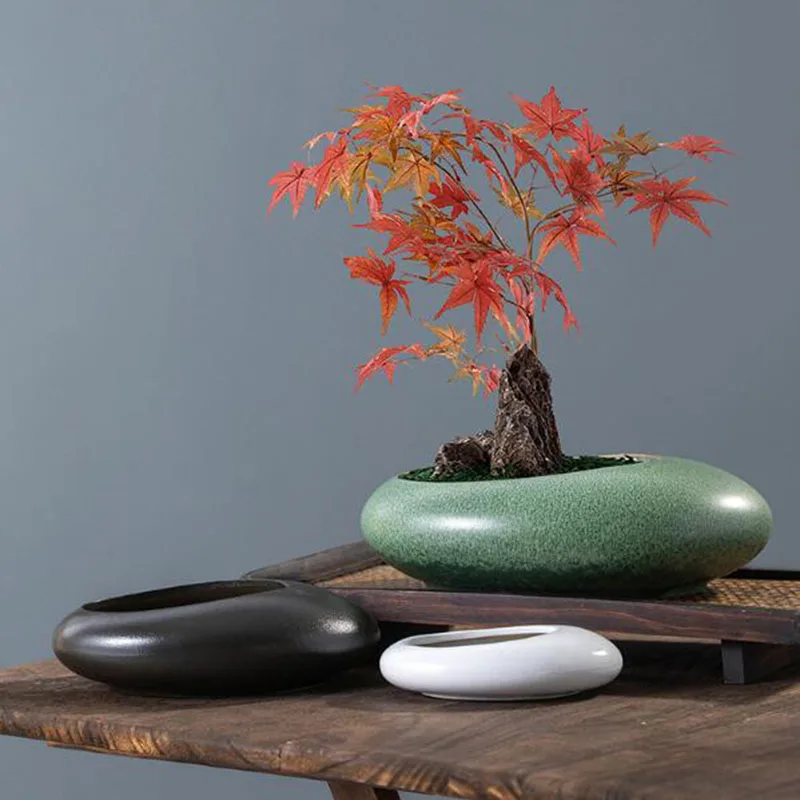 Coarse Pottery Bonsai Vase Gre - Bonsai Garden Art ulasan dan harga
