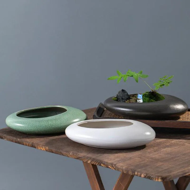 Coarse Pottery Bonsai Vase Gre - Bonsai Garden Art ulasan dan harga