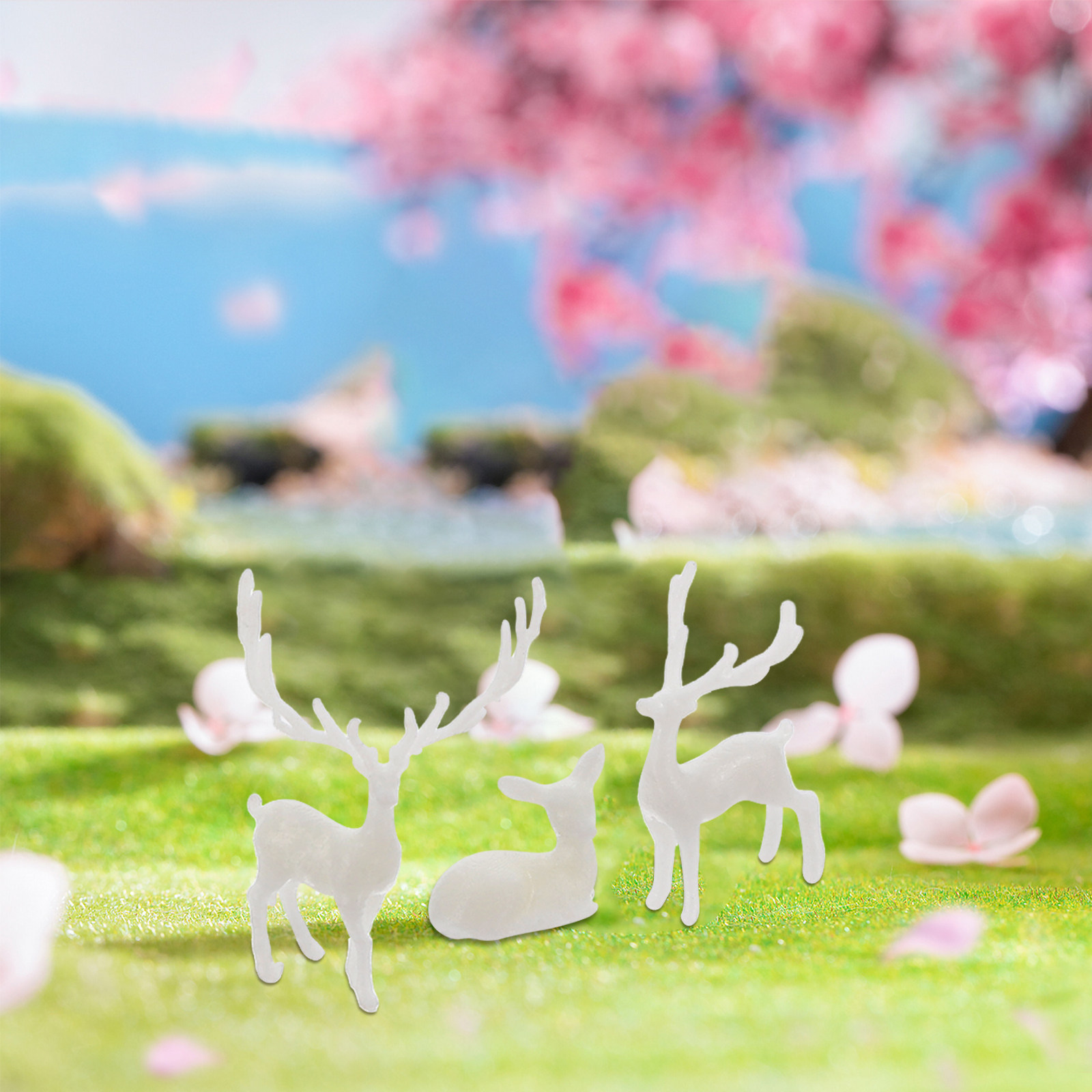 3Pcs Lifelike Resin Elk Statue - Bonsai Garden Landscape Design ulasan dan harga